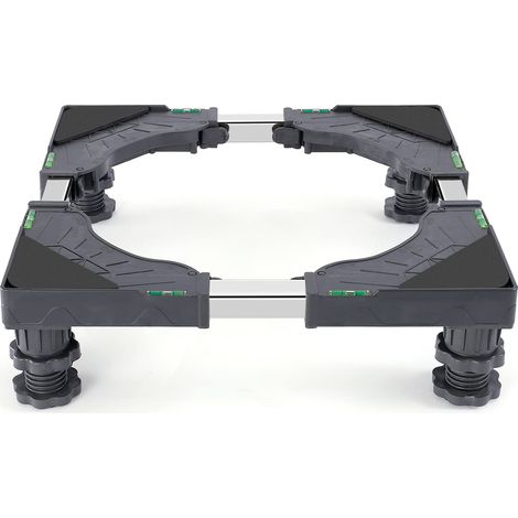 Support pour machine à laver avec 4 pieds rembourrés, supporte une charge de 200 kg, largeur réglable de 40 à 62 cm, hauteur réglable de 10 à 12,5 cm, gris. (1/5)