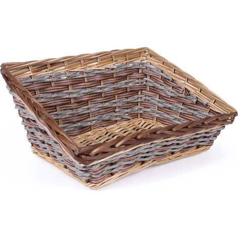 Cesto vimini ecorattan rettangolare naturale/marrone, 43x34x10/20 cm (kit da 3)