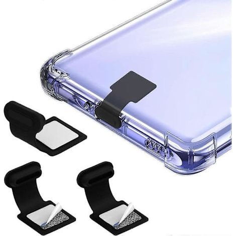HOXILEELEO - Lot de 3 caches anti-poussière pour ports USB Type-C, en silicone, avec adhésif amovible, noir. (1/5)