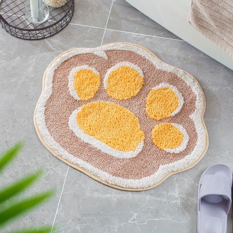 Tapis de sol design pattes de félins moelleux et pratique pour salon salle de bain et entree maison ambiance chaleureuse (1/5)