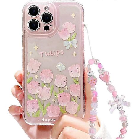 Coque compatible avec iPhone 7, iPhone 8 et iPhone SE 2020/SE 2022. Motifs fleurs et tulipes, nœud papillon, fraise et chaîne de perles. Fine et souple, en TPU. (1/5)