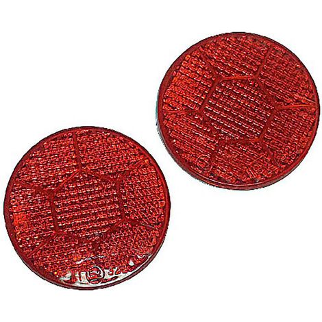 2 Catadioptres - Diamètre 70 mm - Fixation Adhésive - Homologués - Rouge