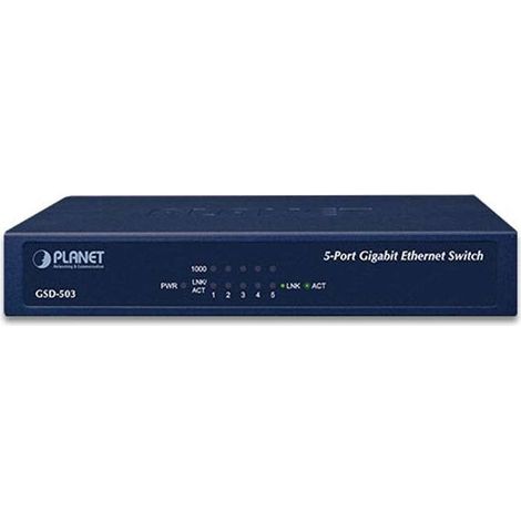 DIGITUS PLANET 5-Port 10/100/1000 Mbps Gigabit Ethernet Desktop Switch (GSD-503) (1/4)
