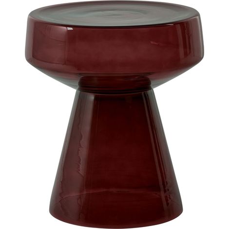 Table Appoint Design Moderne 37 x 37 x 43 cm Forme Ovale en Verre Transparent Marron Foncé Laguna
