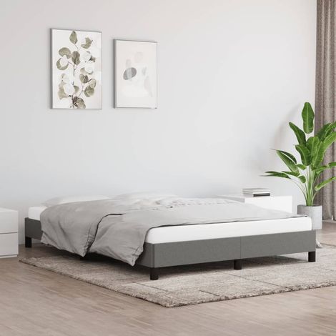 Estructura de cama sin colchón tela gris oscuro 140x200 cm vidaXL (1/5)