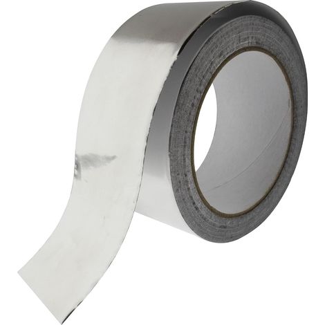 Ruban adhésif aluminium - 1 rouleau 50mm x 50m - Film pur et colle acrylique - Isolation thermique et étanchéité - Toiture et conduits - 54 microns (1/4)