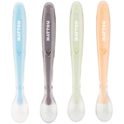 Nattou - Spoon 4-pack Soft Silicone Multi