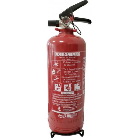 Mobiak – Extincteur 2KG à poudre ABC – Efficace sur feux A, B, C – Manomètre de contrôle – Certifié NF et CE – Utilisable sur installations électriques ≤ 1000 V