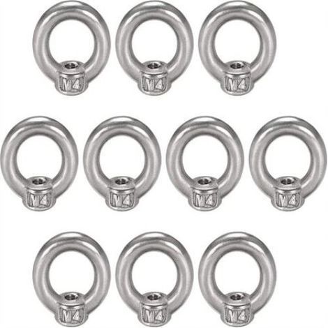 Écrou Annulaire - M4 - Acier Inoxydable 304 - Pour Câbles et Levage - Lot de 10 (1/5)