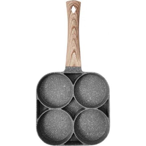 BDD 4 fentes, poêle à crêpes, petite poêle à œufs en aluminium antiadhésif pour petit déjeuner poêle à crêpes hamburger aux œufs frits pour cuisinière à gaz et cuisinière à induction (1/5)