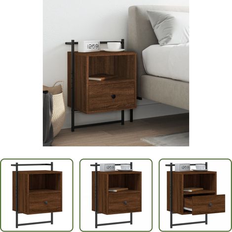 vidaXL Mesita de noche de pared marrón roble 40x30x61 cm (1/5)