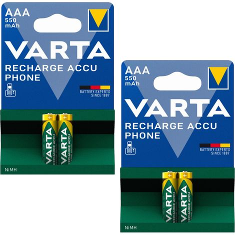 Batería recargable VARTA PHONE AAA de 550 mAh - Teléfono inalámbrico (2 unidades)