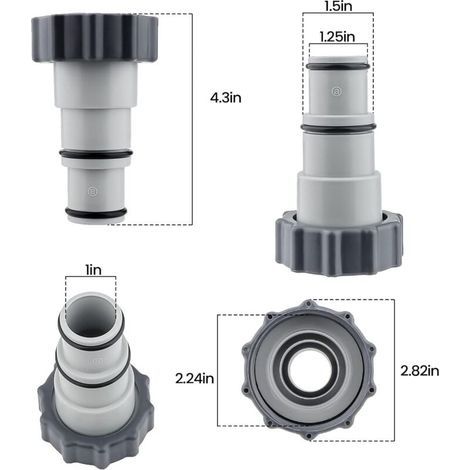 Adaptateur Tuyau Piscine 2 Pièce Raccord Piscine Adaptateurs Filetés Mâles pour Pompe de Vidange De Piscine, pour Tuyau de 1,5 Et 1,25" - Série A (1/4)