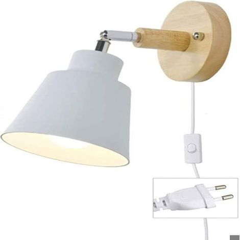Applique Murale Avec Interrupteur Marche Et Prise Lampe De Chevet Moderne Vintage Macaron Applique Murale E27 Bois Applique (1/5)