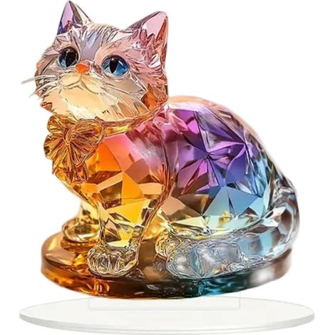Ornements chat acrylique 2D coloré, décoration bureau mignon pour femmes et mères (1/4)