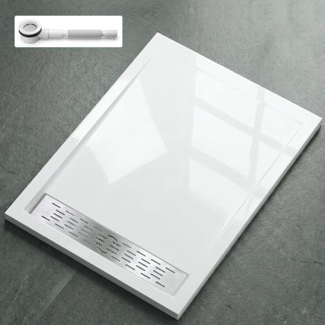Mai & Mai Receveur de Douche Rectangulaire Plat Bac à Douche 90x120cm en Acrylique Blanc XE4 avec Bonde Al01 (1/5)