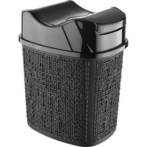 Cestino spazzatura in plastica nera con doppio coperchio basculante 5 lt (1/3)