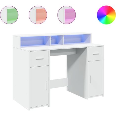 Maison Exclusive - LED-Schreibtisch Weiß 120x55x91 cm Holzwerksto