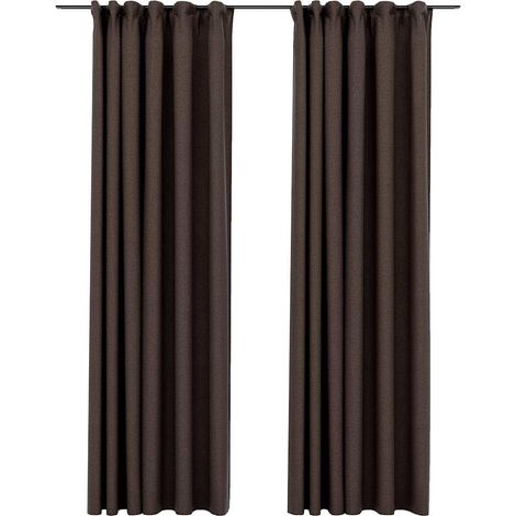 Maison Exclusive - Verdunkelungsvorhänge Haken Leinenoptik 2 Stk.