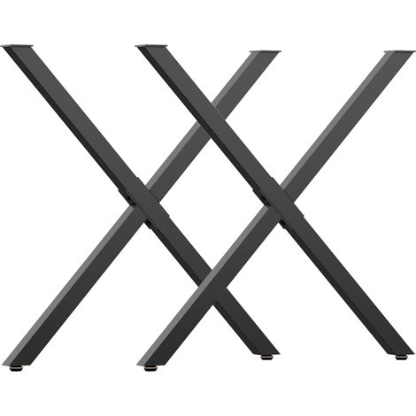 Ensemble de 2 pieds de table en forme de croix, 70 x 72 cm, style industriel, pour table basse ou table de chevet, noir (1/5)