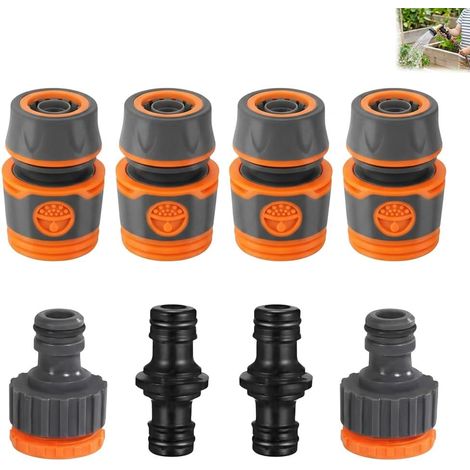 Raccord Tuyau Arrosage 1/2 Pouce 8 Pièces, Connecteur Tuyau Jardin avec Raccord Rapide, Kit Raccords Tuyau d'Eau en Plastique pour Arrosage Jardin, Nettoyage Voiture, Robinet et Utilisation Domestique (1/5)