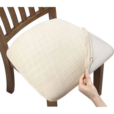 Wasserdichte Stuhlsitzbezüge, 6er-Pack, waschbar, weich und elastisch, schützen die Sitze, geeignet für Esszimmerstühle (beige) (1/5)