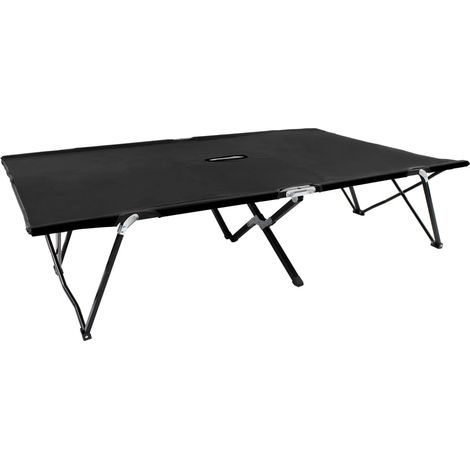 Chaise longue pliable 2 places, Transat, Bain de soleil, Chaise de jardin Noir Acier ZSE7714 (1/5)
