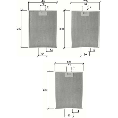 FILTRO CAPPA  ELICA GF03RB  I NALLUMINIO CM 380 x 289 x 9 MM - PZ 3 - F 247 (1/5)