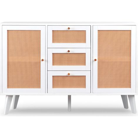 Buffet Cannage en Rotin "Lesa" 120cm Blanc
