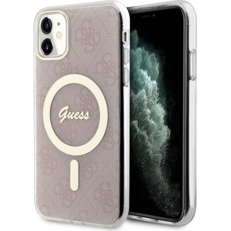 Funda rígida Guess GUHMN61H4STP para iPhone 11 de 6,1 pulgadas, color rosa/rosa, 4G y MagSafe. (1/5)