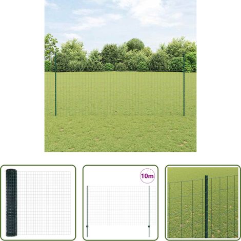 Gartenzaun - Zaun mit Pfosten Grün 1,6 x 10 m Stahl und PVC (1/5)