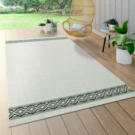 Paco Home Outdoor Teppich Für Terrasse U. Balkon, Geometrisches Muster, Modern, Beige Grün 120x170 cm