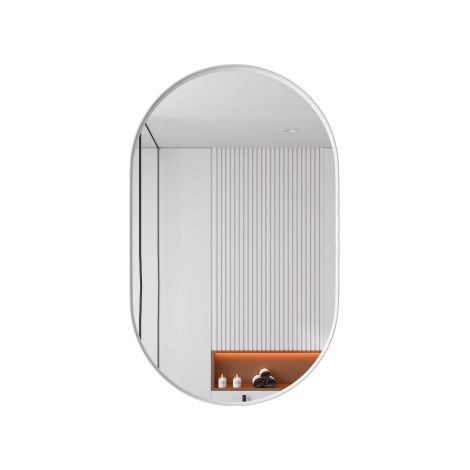 Miroir ovale mural avec armoire murale rangement intégré pour salle de bain, salon et chambre blanc