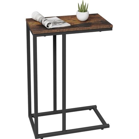 WOLTU Mesa auxiliar para sala de estar, mesa de centro, sofá, mesa consola, marrón rústico y negro