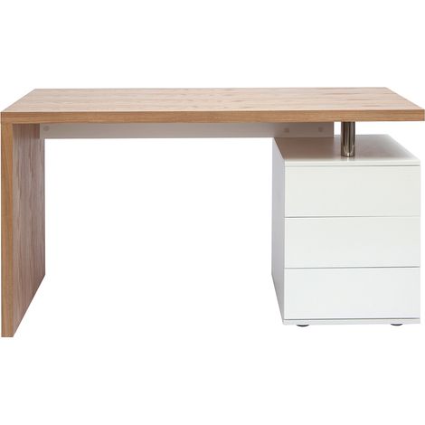 Escritorio moderno en roble claro y blanco CALIX