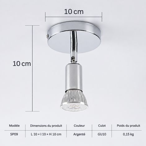 Spot plafonnier orientable 1 tête en fer chromé sans ampoule réf 7335 30 × 30 × 30 cm 300 g – Livraison gratuite