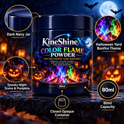 KineShineX Halloween-Gartenfeuer-Farbpulver für die Feuerstelle im Freien: Buntes Flammenpulver mit Farbwechsel für Camping und Lagerfeuerpartys (1/4)