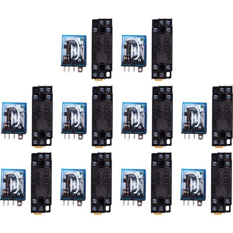10X 12V Relais de Puissance Bobine DPDT LY2NJ HH62P-L JQX-13F 10A avec PTF08A Douille Base (1/2)