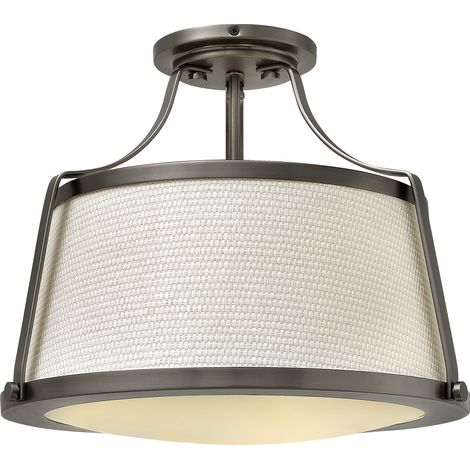 Elstead Charlotte - 3 Licht Semi Flush Deckenleuchte Antik Nickel, E27 (1/4)