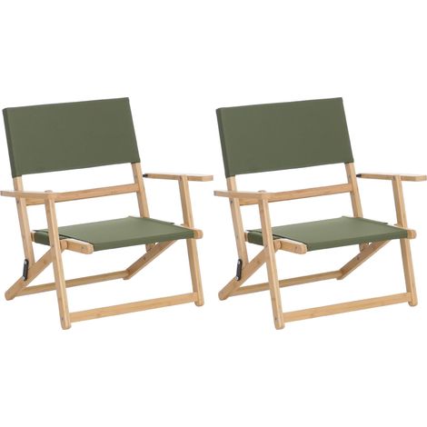 Lot de 2 chaises de camping en bambou HWC-Q42, chaise de jardin, chaise de balcon, chaise de loisirs