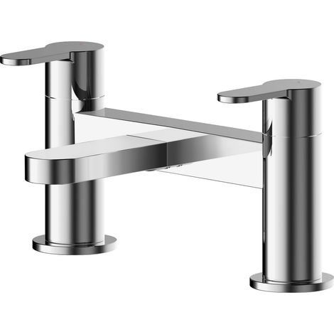 Contemporary Round Deck Mounted Bath Filler Tap - Chrome