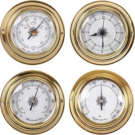 4er-Set Thermometer, Hygrometer, Barometer, Uhr, Kupfer für Shell Wetterstation
