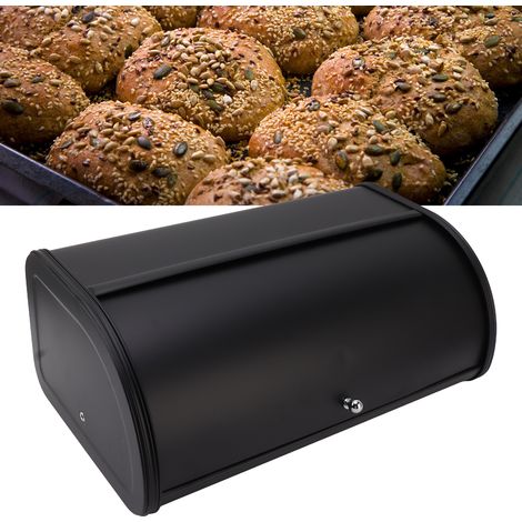 Boîte à Pain en Métal Noir - Grand Conteneur de Stockage pour Garder Pain Frais et Pâtisseries sur Table/Cuisine (1/5)