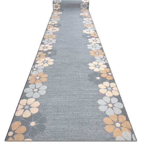 Läufer Antirutsch MARGARETKA Blumen, Gummi grau 110 cm grey 110x160 cm
