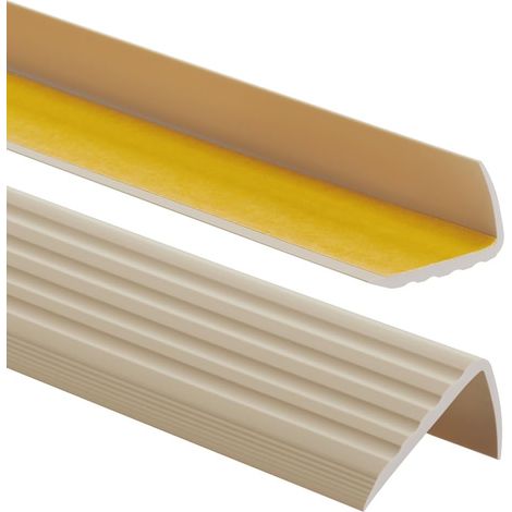 Nez de marche PVC autoadhésif - 1 pièce - Béige antidérapant - Protection bord escalier - Intérieur maison et bureau - 41x25mm 100cm (1/5)