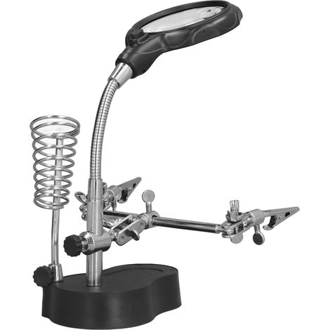 Loup LED avec pince, lampe loupe 3,5x et 12x, double éclairage LED, pour inspection et réparation industrielle, support articulé (livré sans piles). (1/5)