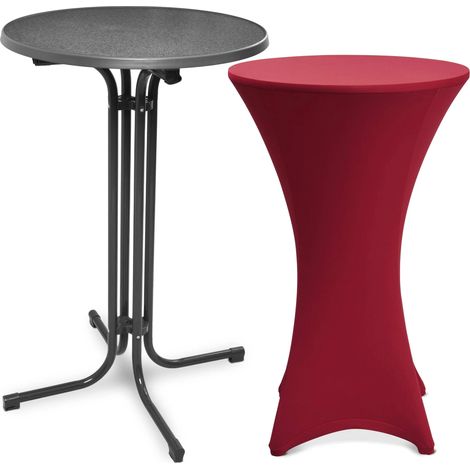 Outdoor Stehtisch Bellini, klappbar, Ø70cm, Grau, mit Husse