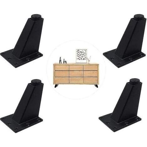 4 Pièces Noir Pieds Réglables de Meubles, Jambes De Meubles D'alliage D'aluminium, Triangulaires Réglables De Cuisine De Jambes, pour Armoire, Canapé, Table Basse, Meuble TV et Autres Meubles (1/5)