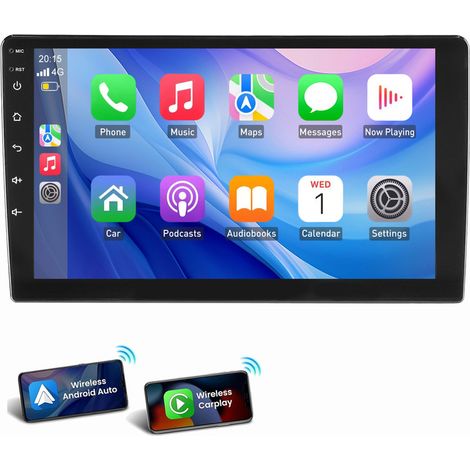 Autoradio Android 14 9/10 pouces double DIN Carplay sans fil Android Auto GPS RDS 10,1" 4+64G (1/5)