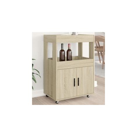 Chariot de bar chêne sonoma 60x39,5x89 bois d'ingénierie (1/5)